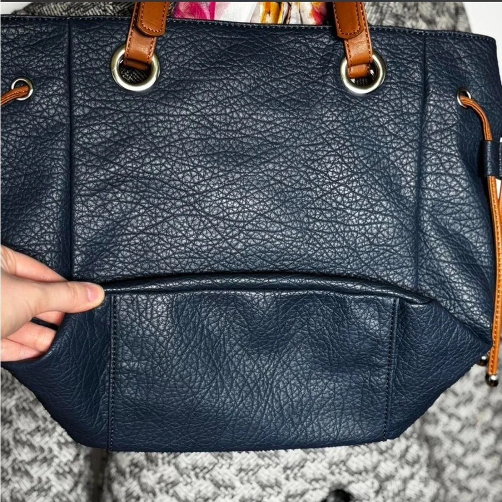 Navy Blue Faux Leather Nine West Hobo Bag - Picture 5 of 9